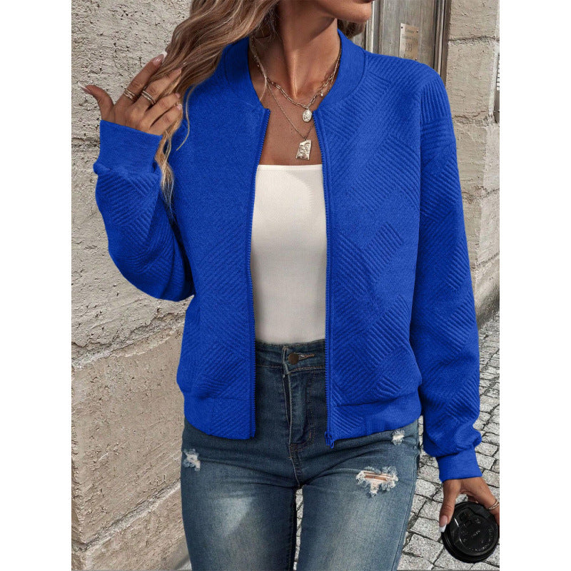 Women's Casual Quilted Zip Up Bomber Jacket
