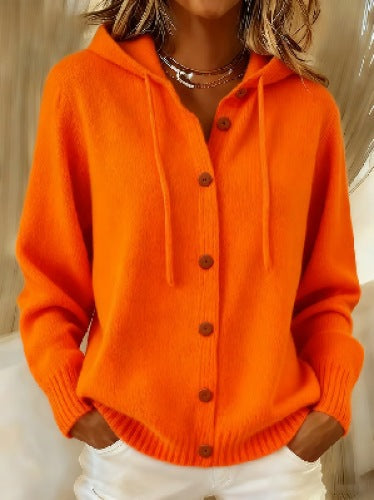 Women's Hooded Button Up Knit Cardigan Sweater