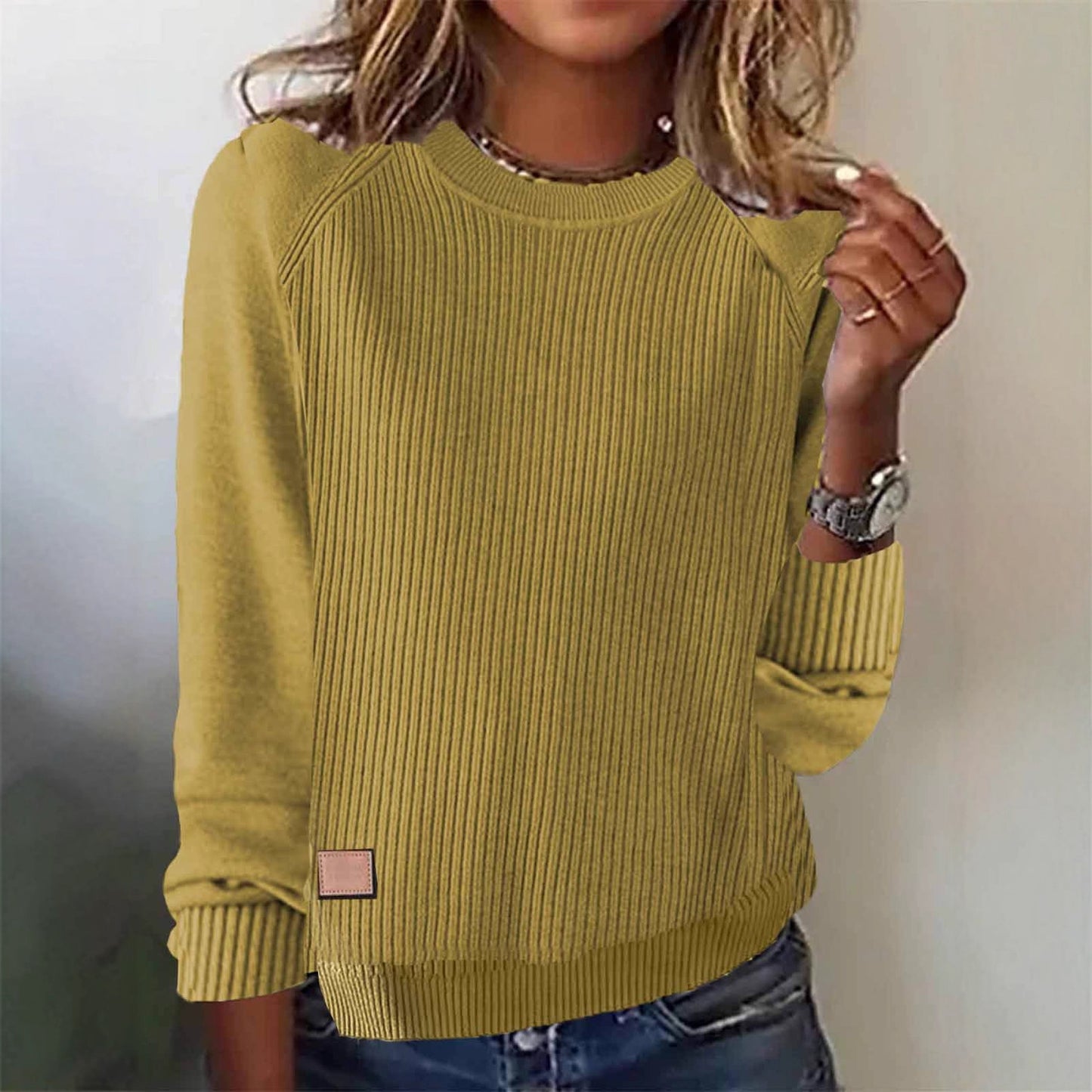 Women's Oversized Crewneck Ribbed Pullover Sweater