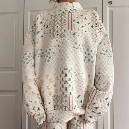 Women's Christmas Quilted Lounge Two Piece Set