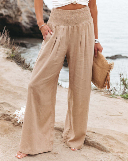 Women's Elastic Waist Wide Leg Casual Pants