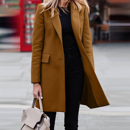 Women Long Sleeve Button Front Blazer Coat Office
