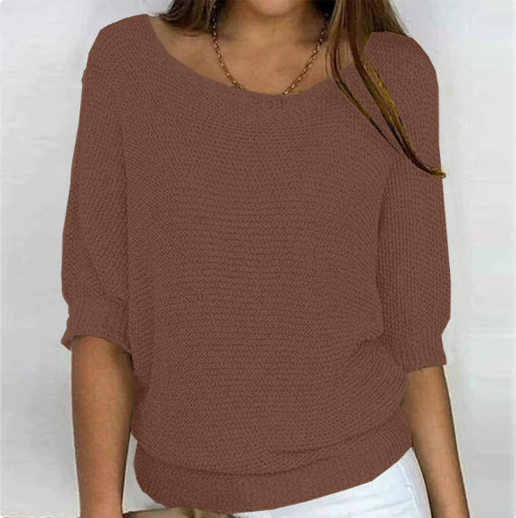 Lightweight Knit Sweater Dolman Sleeve Pullover Top