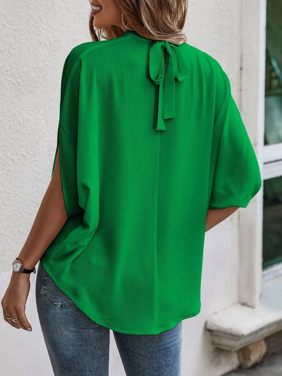Fashion Abstract Print Dolman Sleeve Tunic Shirt