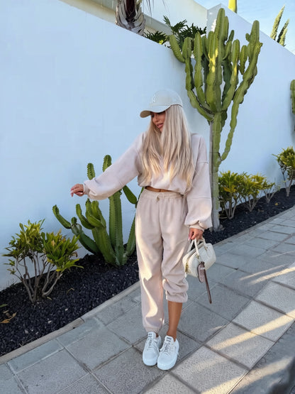 Women's Ribbed Lounge Sweatshirt Jogger Set