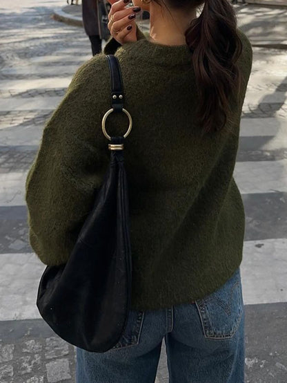 Women’s Casual Solid Knit Long Sleeve Pullover Sweater