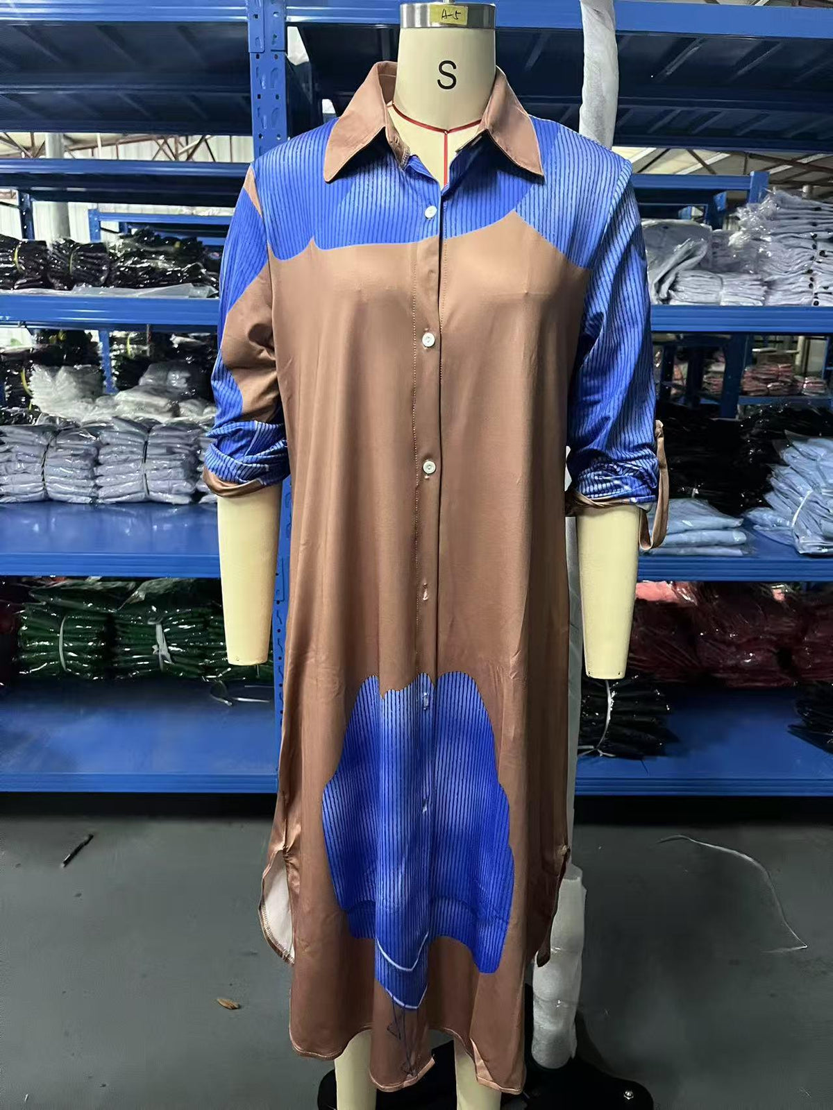 Women Color Block Oversized Shirt Pants Two Piece Set