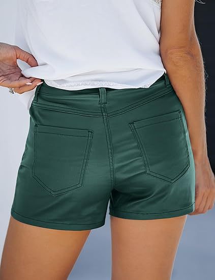 High-Waisted Faux Leather Pocket Shorts for Women - Stylish & Slim Fit