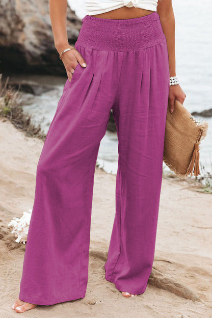 Women's Elastic Waist Wide Leg Casual Pants