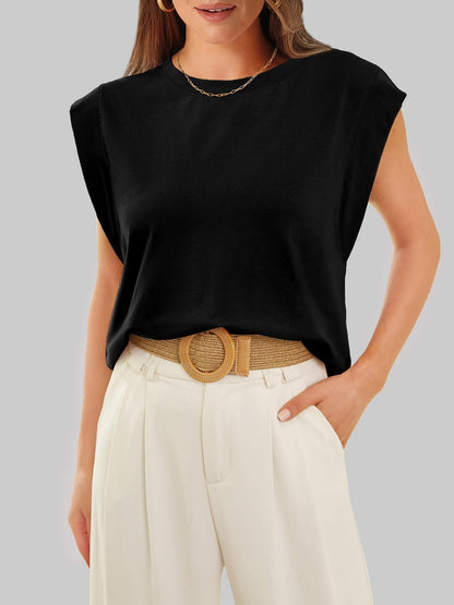 Casual Sleeveless Crew Neck Loose Tank Top