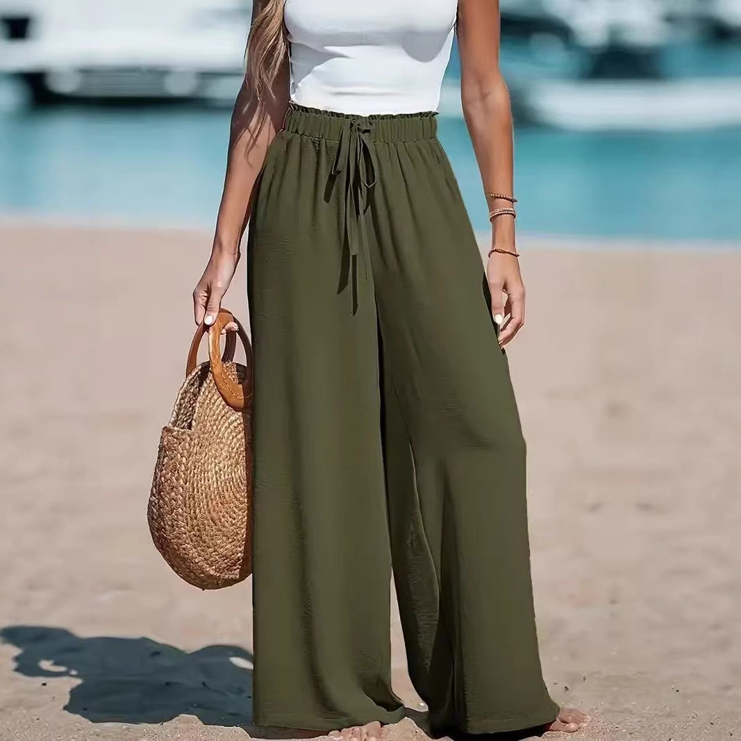 Women's Wide Leg Palazzo Pants Drawstring Flowy Casual