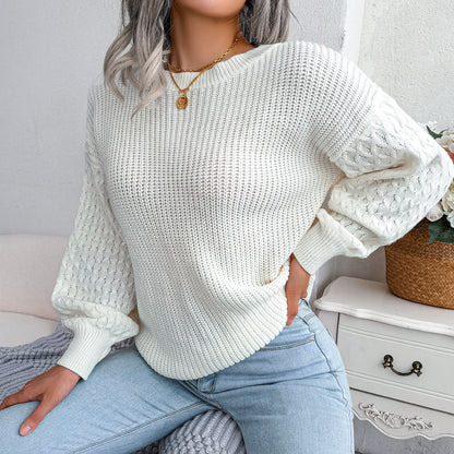 2025 Fall/Winter Casual Lantern Sleeve Knit Sweater
