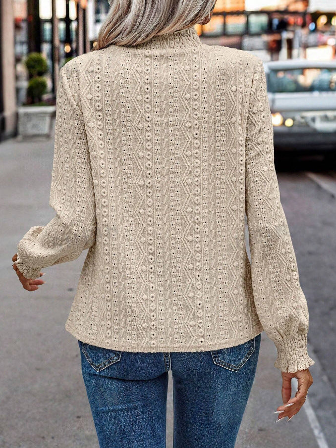 Boho Jacquard Lace Long Sleeve Blouse Top Women Elegant