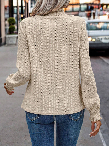Boho Jacquard Lace Long Sleeve Blouse Top Women Elegant