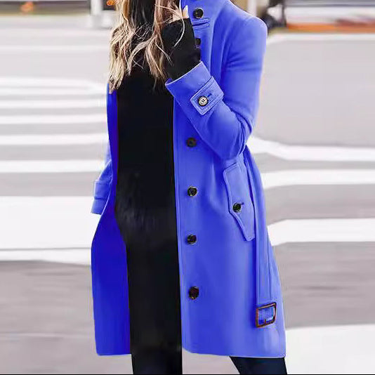 Women's Winter Mid-Length Single Breasted Wool Coat