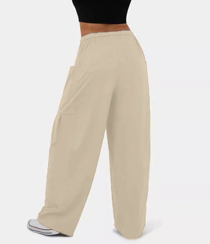 High Waist Wide Leg Lounge Pants with Pockets