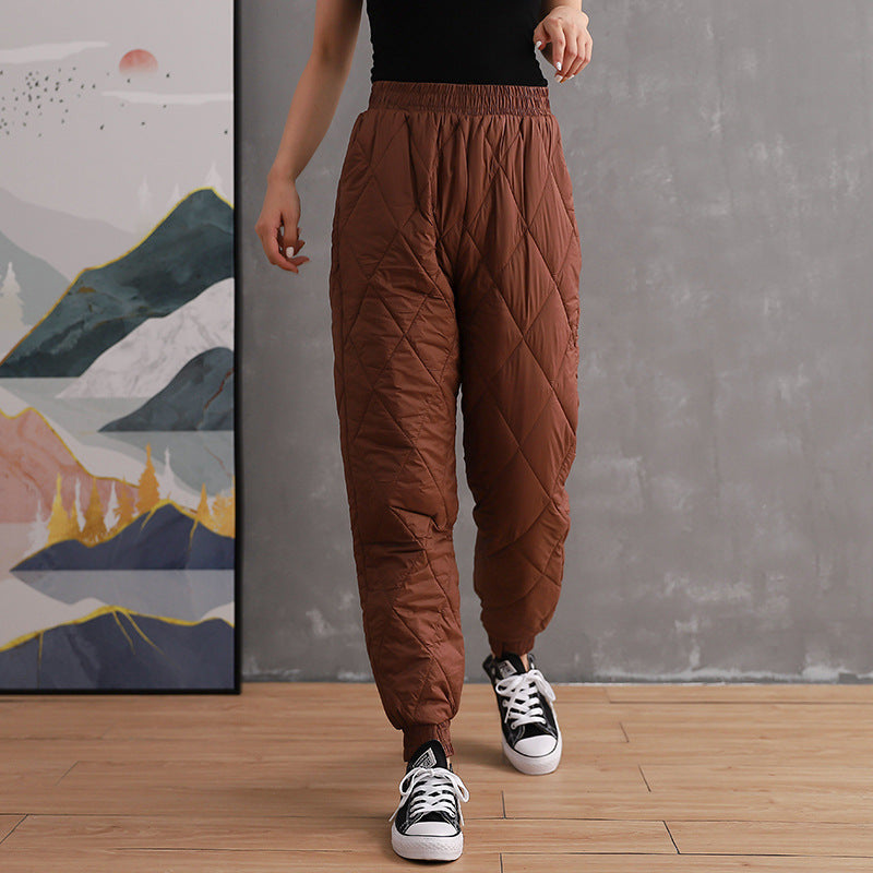 Women's High Waist Quilted Thermal Joggers Winter Pants