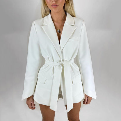 Women's Belted Blazer Flare Sleeve Casual Jacket