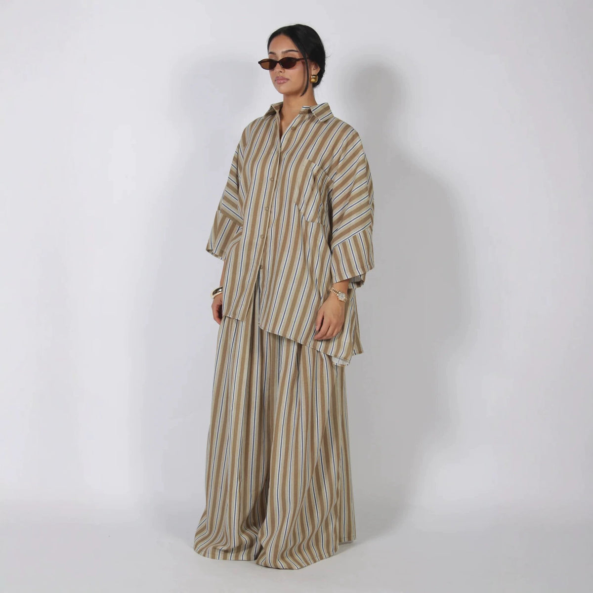 Women's Oversized Polka Dot Shirt Wide Leg Pants Set