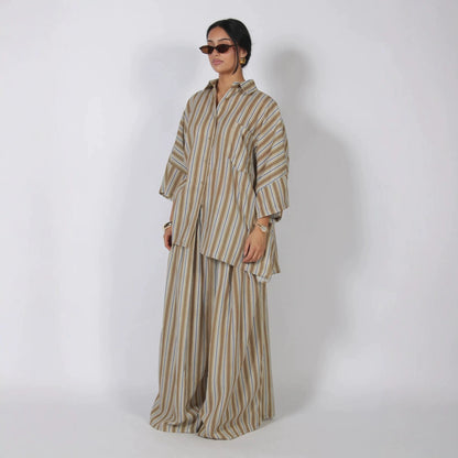 Women's Oversized Polka Dot Shirt Wide Leg Pants Set