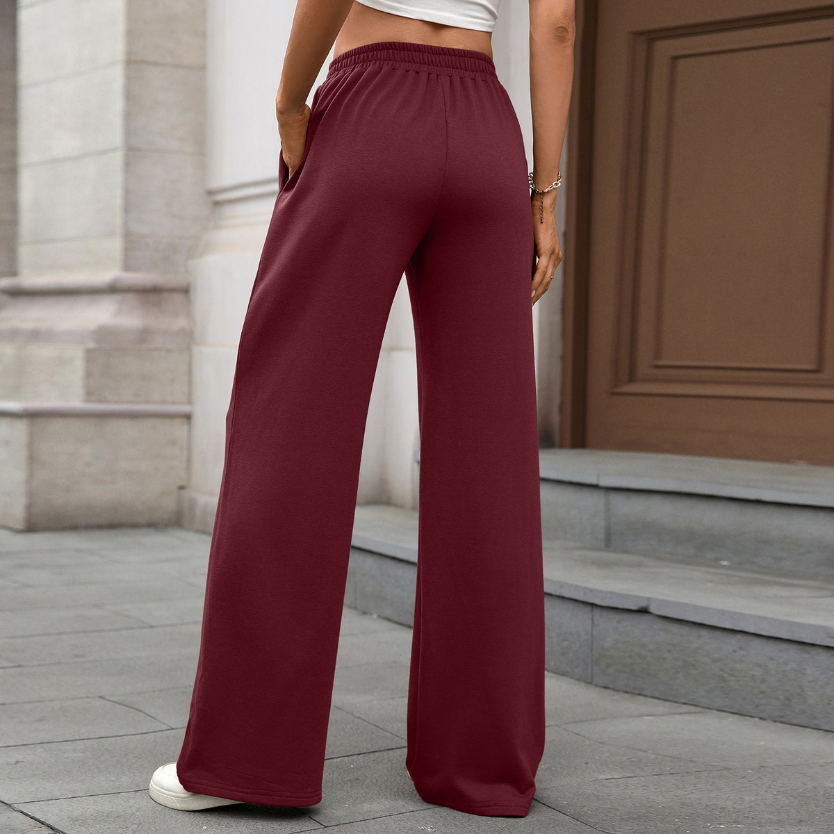 Women's Elastic Waist Wide Leg Pants Casual Loose Fit