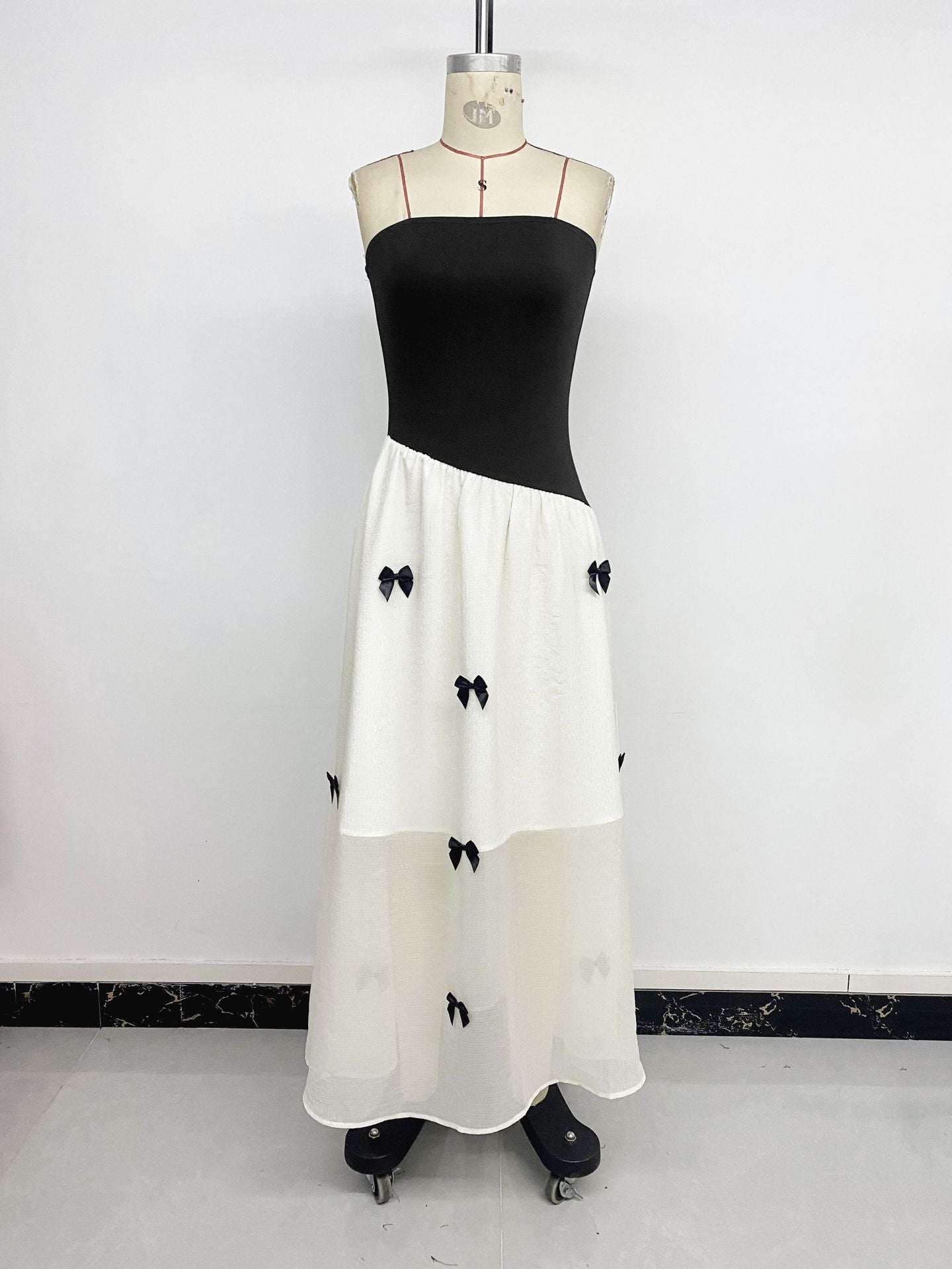 Color Block Strapless Maxi Dress Bow Detail Y2K Summer