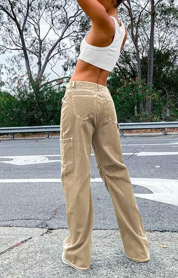 Women's High Waist Loose Cargo Pants with Pockets Streetwear