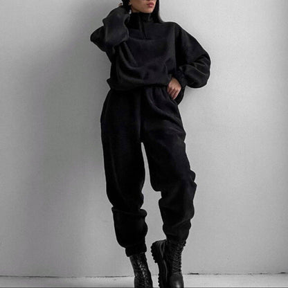 Women's Oversized Fleece Zip Sweatsuit 2 Piece Lounge Set