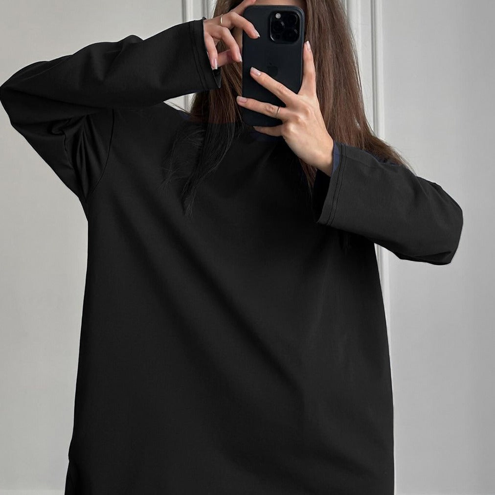 Loose Fit Cotton Long Sleeve Casual T Shirt for Women