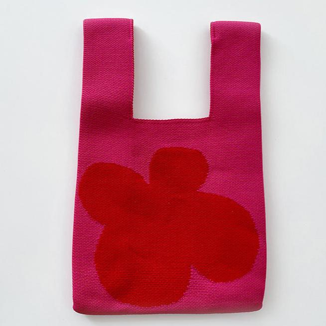 Flower Woman's Knitted Tote Bag Knit Waist Bag