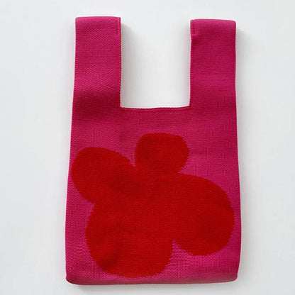 Flower Woman's Knitted Tote Bag Knit Waist Bag
