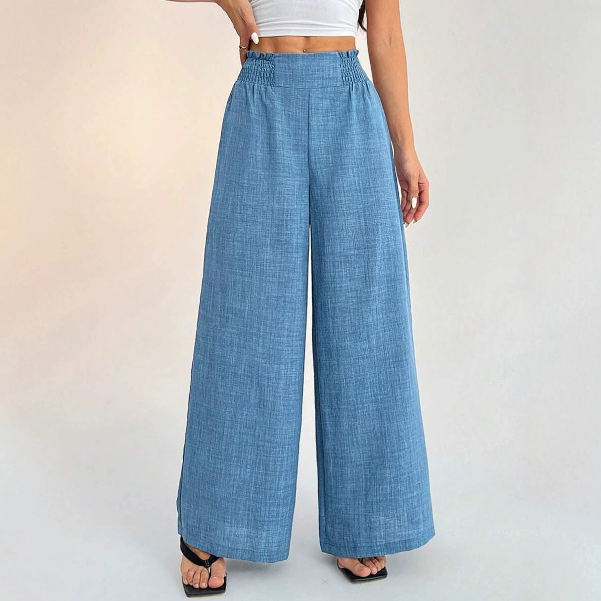 Women's Smocked High Waist Wide Leg Casual Pants