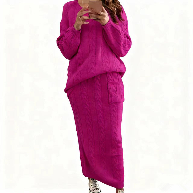 Cable Knit Sweater & Maxi Skirt Two Piece Set
