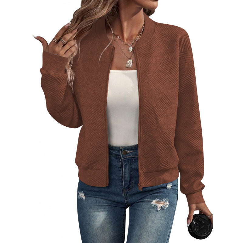 Women's Casual Quilted Zip Up Bomber Jacket