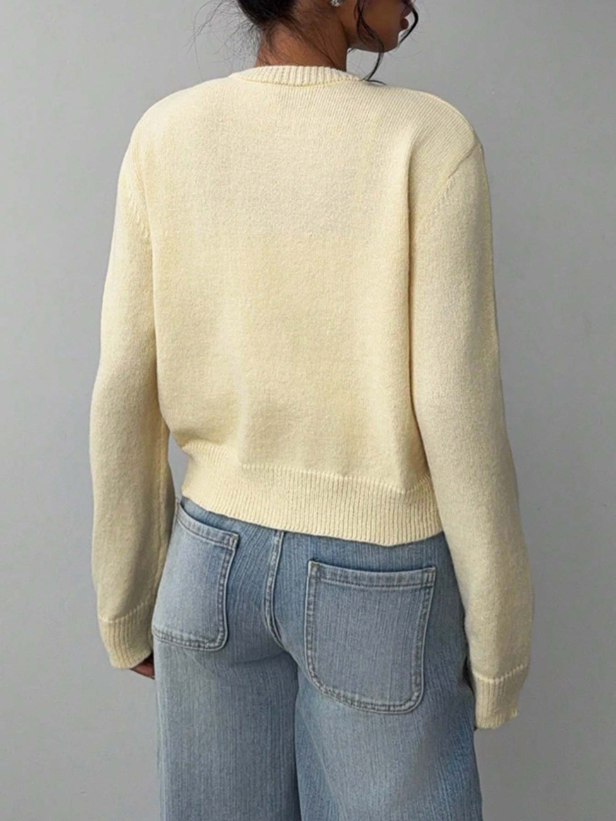 Women's Cropped Cardigan Button Front Soft Knit Relaxed Fit