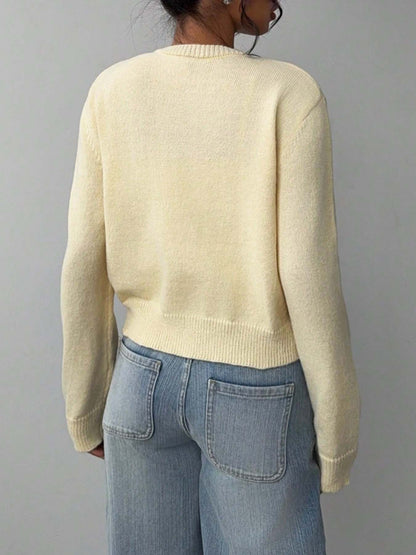 Women's Cropped Cardigan Button Front Soft Knit Relaxed Fit