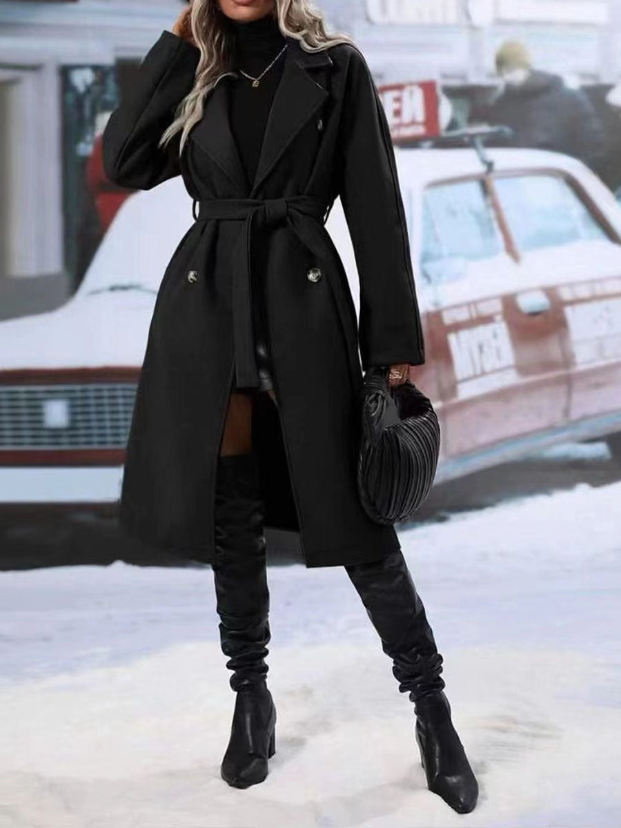Women's Oversized Long Belted Double Breasted Winter Coat
