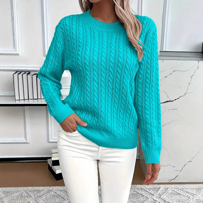 Women's Classic Cable Knit Crew Neck Sweater