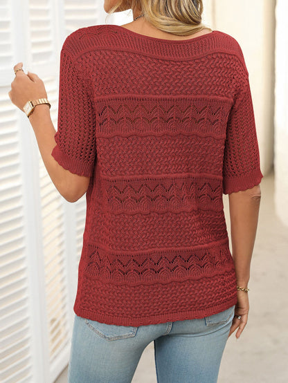 Cross-Border Sexy Hollow Knit Crochet Top