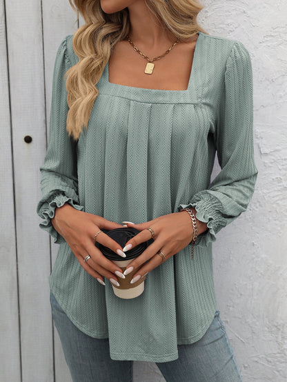 Square Neck Long Sleeve T-Shirt for Women