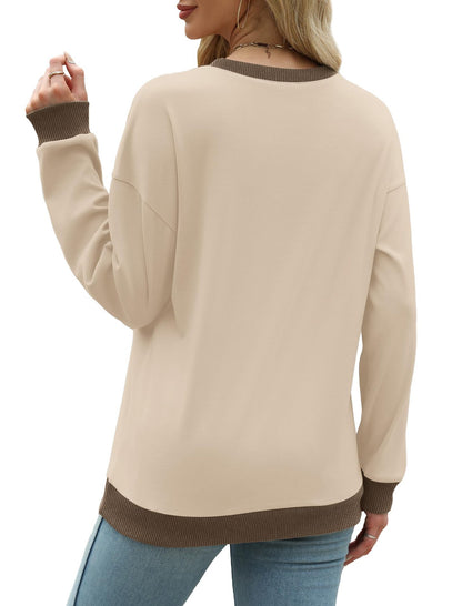 Colorblock Crewneck Pullover Sweatshirt for Women