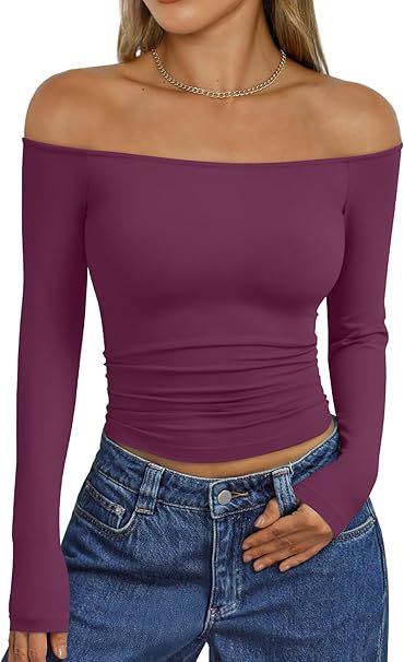 Women's Y2K Off Shoulder Long Sleeve Going Out Top
