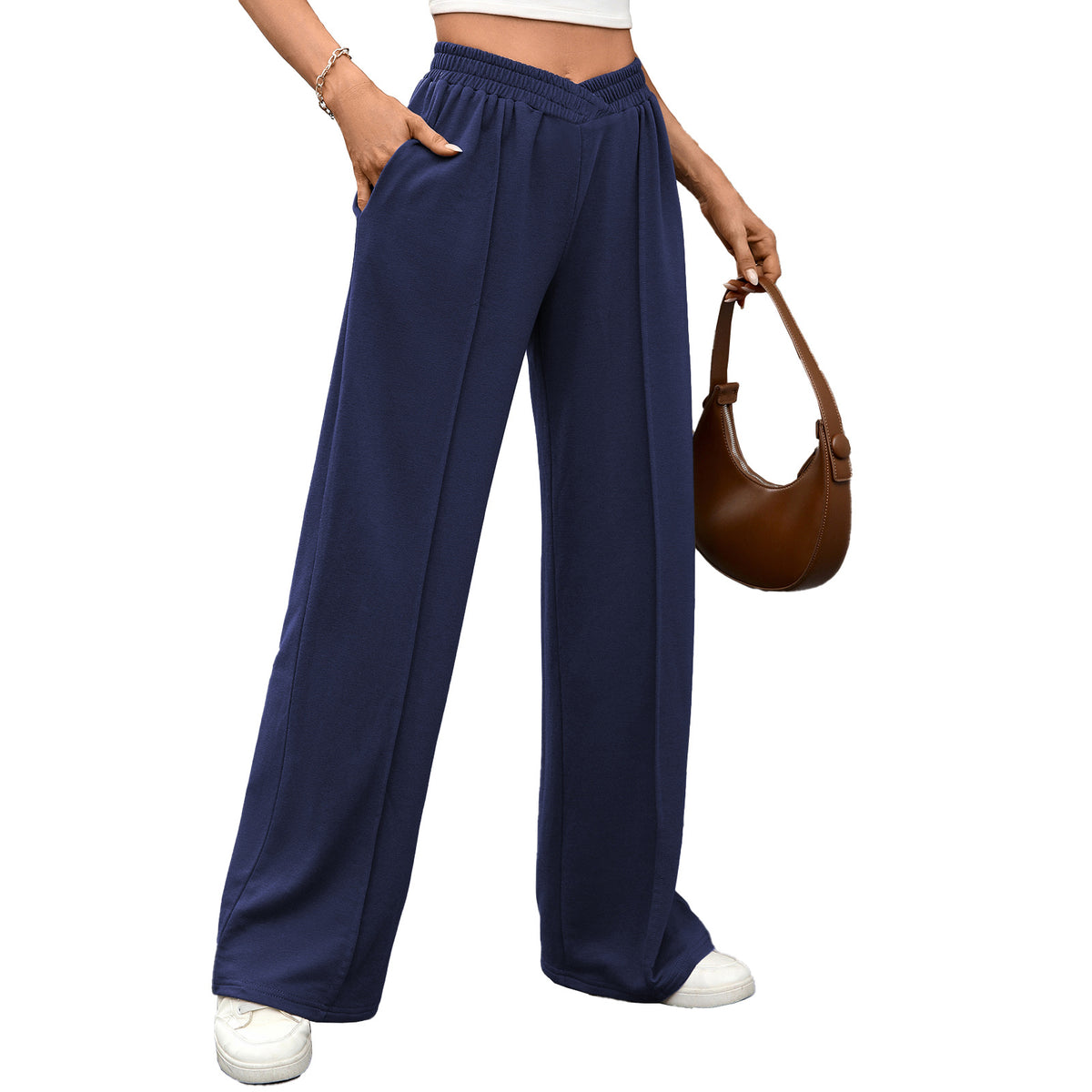 Women's Elastic Waist Wide Leg Pants Casual Loose Fit