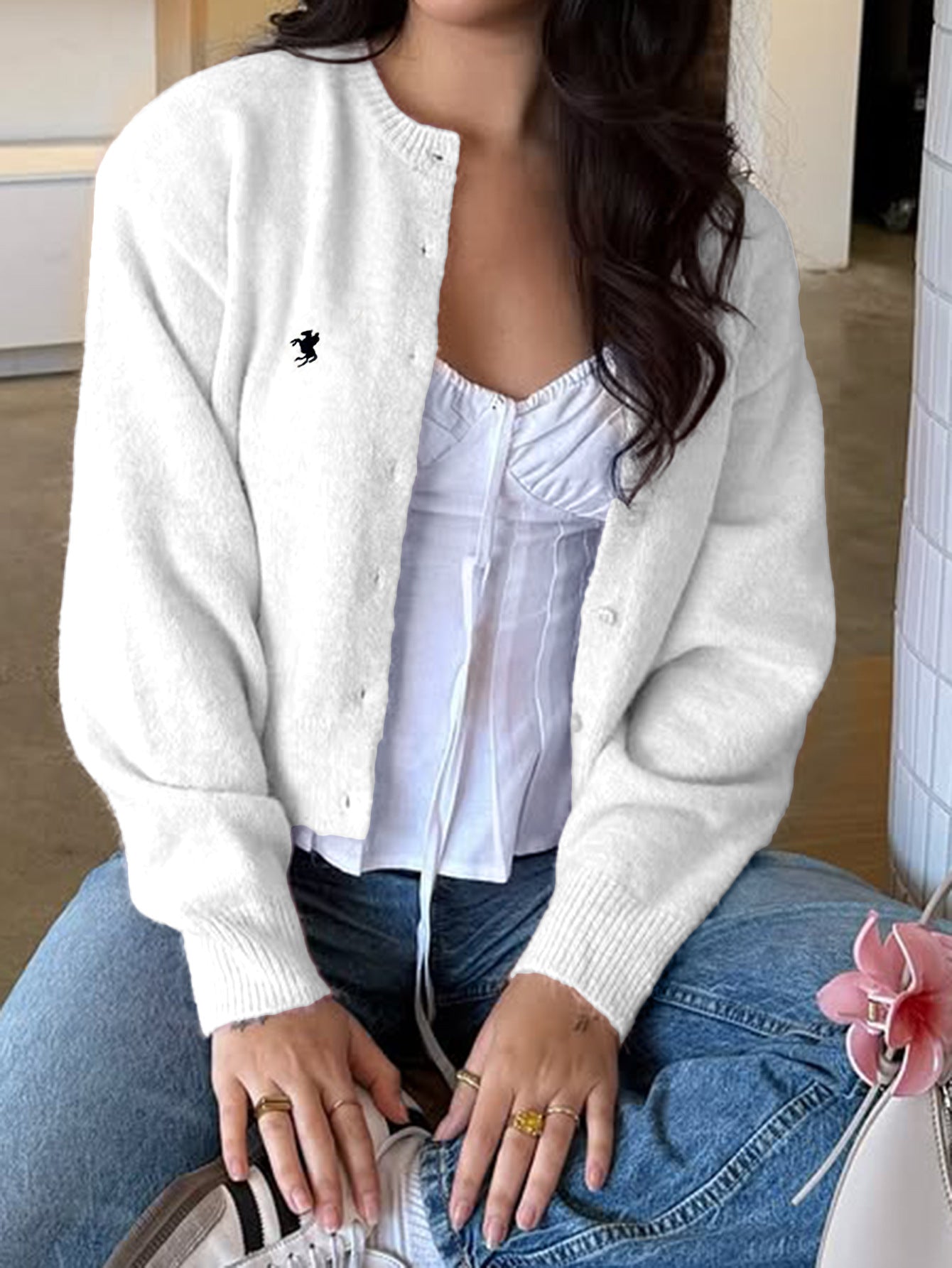 Casual Button Front Long Sleeve Knit Cardigan Sweater