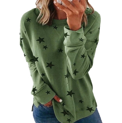 Women's Star Print Oversized Long Sleeve Sweatshirt