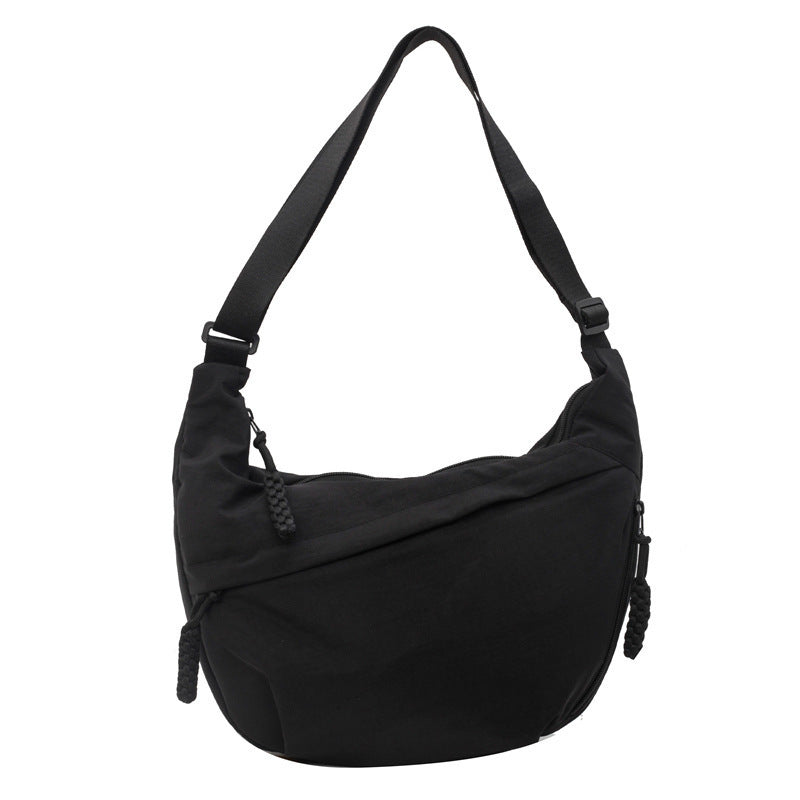 Black Crossbody Moon Sling Bag Casual Nylon Shoulder Purse