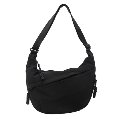 Black Crossbody Moon Sling Bag Casual Nylon Shoulder Purse