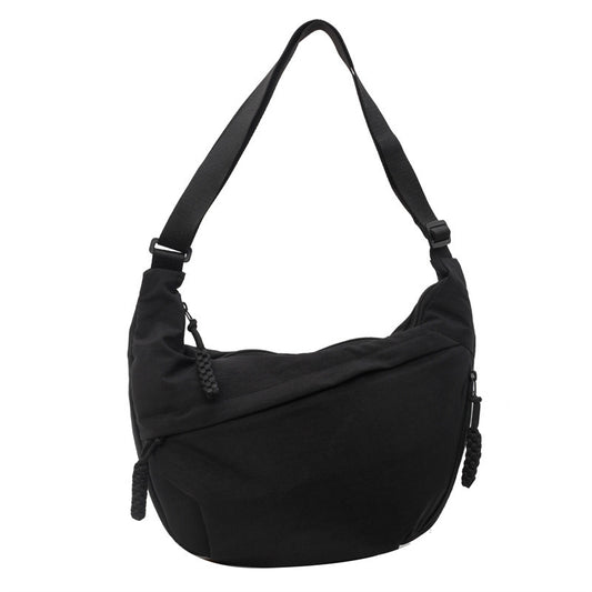 Black Crossbody Moon Sling Bag Casual Nylon Shoulder Purse