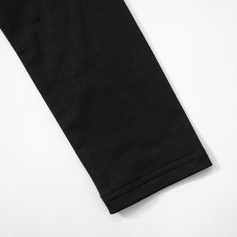 Black Sexy Deep V Long Sleeve High Slit Maxi Dress