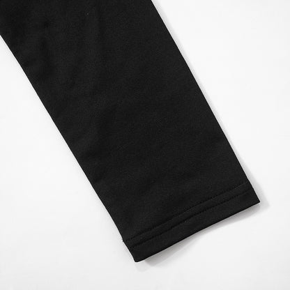 Black Sexy Deep V Long Sleeve High Slit Maxi Dress
